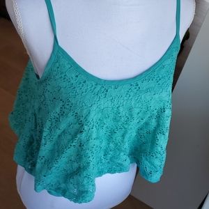 Teal spaghetti strap crop top